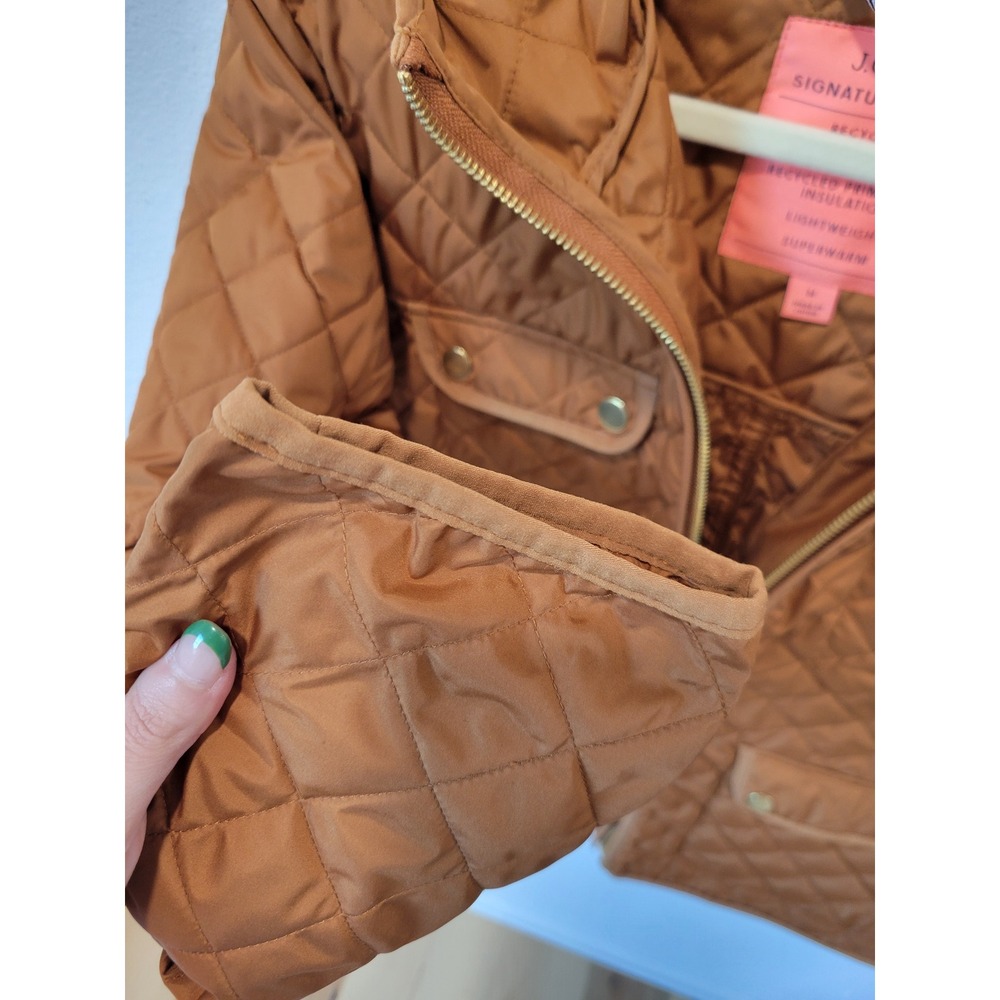 J. Crew Signature Hooded Puffer Coat Camel Brown– Women's Medium - Picture 4 of 6